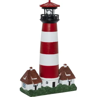 Hi LED Solar Leuchtturm Kunststoff H43 cm kabellos rot, weiß
