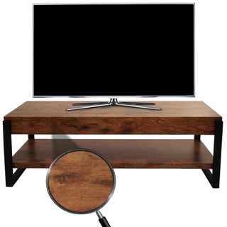 TV-Rack MCW-L53, Fernsehtisch Lowboard TV-Tisch, Metall 42x120x44cm ~ dunkle Wildeiche