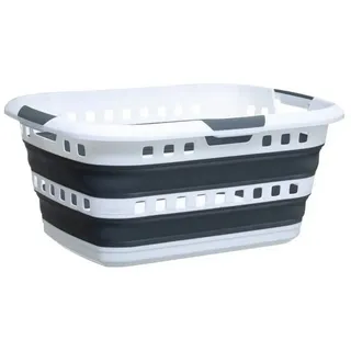 5five simply smart – Faltbarer Wäschekorb 45l Hugger Grau und Weiß - 5five