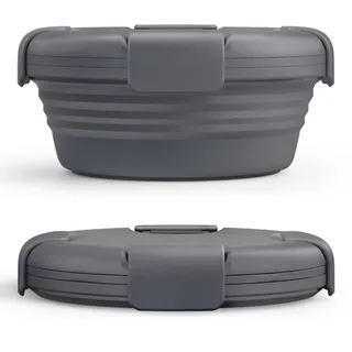 STOJO Faltbare Schüssel – Carbon, 1020 ml – wiederverwendbare Silikonschüssel für heiße und kalte Speisen – perfekt für Reisen, Mahlzeitenvorbereitung, Mittagessen zum Mitnehmen, Camping und Wandern