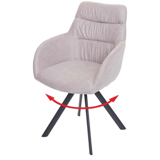 Esszimmerstuhl MCW-J69, Küchenstuhl Stuhl mit Armlehne, drehbar Auto-Position, Samt ~ creme-beige