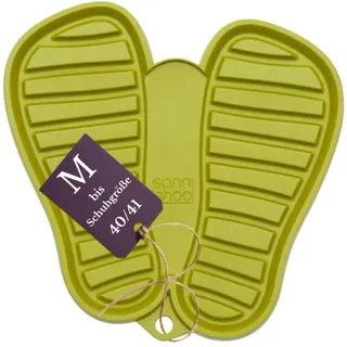 Sanni Shoo Schuhablage Schuhabtropfschale - M (bis Schuhgröße 41), grün | Flexible Schuhmatte Abtropfmatte; Waschbar bei 30°C, Schuhwanne aus BPA-freiem Kunststoff, in Europa gefertigte Schuhschale