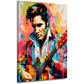 Pop Art Musiker Elvis Wandbild Leinwandbild Rock 'n' Roll Kunstdruck XL Größe 80x120x2cm