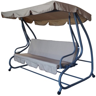 DEGAMO Hollywoodschaukel »MIAMI«, 4-Sitzer, 2 tlg., 4-sitzer 228cm, mit Liegefunktion, Gestell grau, Bezüge beige, inklusiv Schutzhülle