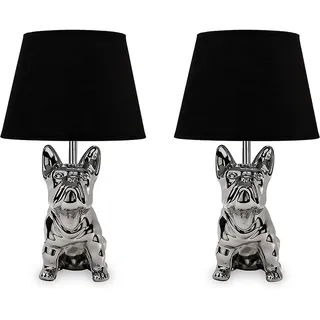 Konsimo® Tischlampe, Silber, Schwarz, Keramik, Textil, Tiere, 24x40x24 cm, Lampen & Leuchten, Innenbeleuchtung, Tischlampen, Tischlampen