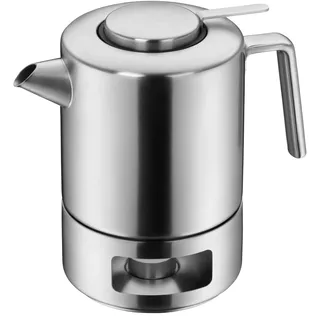 WMF Kult Teekanne mit Stoevchen 3-teilig, Teekanne 1,2l, Siebeinsatz, Stövchen, Cromargan Edelstahl mattiert, für Heiß- und Kaltgetränke, 1,2 L, 06.3122.6030