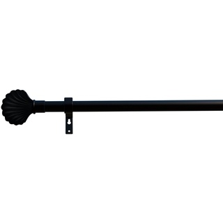 Gardinenstange Volterra, indeko, Ø 16 mm, 1-läufig, Wunschmaßlänge, mit Bohren, verschraubt, Eisen schwarz Ø 16 mm x 120 cm