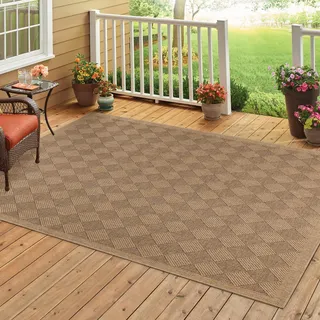 Homebyhome Outdoor Teppich Wetterfest 200x300 (200 x 290 cm) Natur Sisal und Jute Optik - Balkon Teppich Wasserfest Vintage Design Pflegeleicht - Waschbarer Teppich Küche, Garten, Terrasse und Camping