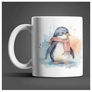 WS-Trend Tasse Süßer Winter Pinguin Coffee Kaffeetasse Teetasse, Keramik, Geschenkidee 330 ml weiß