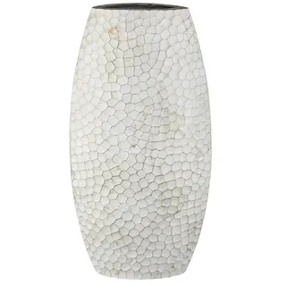 Vase , weiß , Metall , Maße (cm): B: 45 H: 24 T: 10