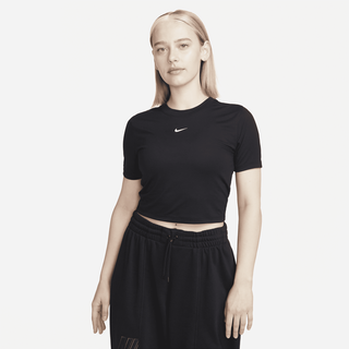 Nike Sportswear Essential Kurz-T-Shirt mit schmaler Passform für Damen - Schwarz, XS (EU 32-34)