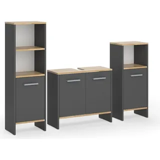 Vicco Karli 3-tlg. Anthrazit/Goldkraft Eiche
