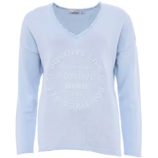 Sweatshirt ZWILLINGSHERZ Gr. LXL, blau (hellblau) Damen Sweatshirts V-Ausschnitt im Used-Look leicht ausgefranst