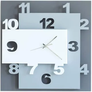ARTI E MESTIERI or2869 C78 Wanduhr, Metall, Anthrazit/Aluminium/weiß, 40 x 8 x 40 cm