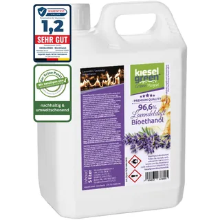 KieselGreen Bioethanol 5 Liter mit Duft für Ethanol-Kamin, viele Sorten - Bio Ethanol als Raumduft in vielen Duftnoten - Parfüm für Bio Ethanol Kamin Indoor oder Bioethanol (Lavendelduft, 5L)