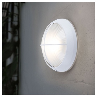 EGLO Außen-Wandleuchte, Leuchtmittel inklusive, Warmweiß, LED Wand Leuchte Außen Strahler runde Fassaden Lampe Struktur weiß