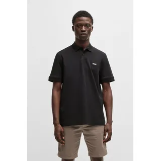 Poloshirt BOSS ORANGE "Pe Interlock", Herren, Gr. XXL, schwarz (schwarz001), Jersey, Obermaterial: 100% Baumwolle, unifarben, regular fit, hoch geschlossener Ausschnitt, eingesetzt Strickbündchen, Shirts, aus Baumwoll-Piqué mit Logo-Print Regular