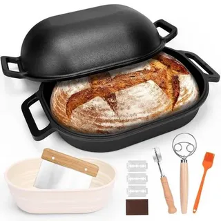 Gusseisen Brotbacktopf 40cm mit Deckel oval schwarz