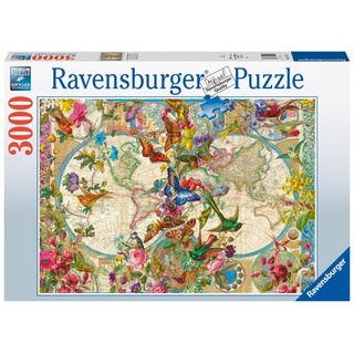 Ravensburger Puzzle 3000 Teile Ravensburger Puzzle Weltkarte mit Schmetterlingen 17117, 3000 Puzzleteile