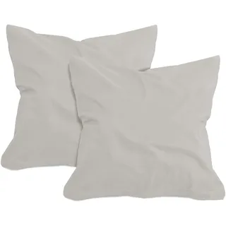 npluseins 2er-Pack Jersey Dekokissen Baumwollbezug, 40 x 40 cm, Silber | Öko-Tex Standard 100, Reißverschluss, formstabil, strapazierfähig, angenehm weich, waschbar bis 60 °C