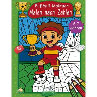 dhamma verlag Malen nach Zahlen Fußball Malbuch für Kinder ab 5–7 Jahren:
