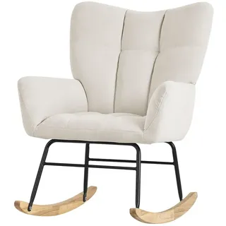ML DESIGN modern living Schaukelsessel mit verstellbarer Rückenlehne Polyester 70 x 100 x 80 cm Beige