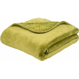 Wohndecke GÖZZE "Premium Cashmere Feeling" Wohndecken Gr. B/L: 130 cm x 170 cm, grün (grüngelb) Kunstfaserdecken mit premium Cashmere Feeling, Kuscheldecke