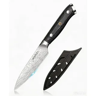 MOSFiATA Gemüsemesser Scharf Obstmesser 9 cm Schälmesser Küchenmesser Klein | kleine Messer aus soliden, rostfreien Stahl, komfortabler Holzgriff, perfekt zum Schälen und für feine Schneidarbeiten