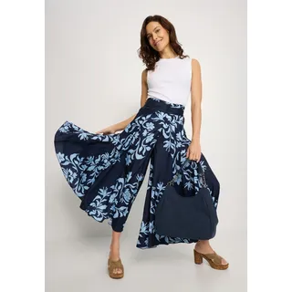Hosenrock LASCANA, Damen, Gr. 38, blau (marine, blau bedruckt), Web, Obermaterial: 100% Polyester, bedruckt, figurumspielend knöchelfrei, Röcke, mit Alloverdruck, Culotte, glatte bügelfreie Ware, Topseller