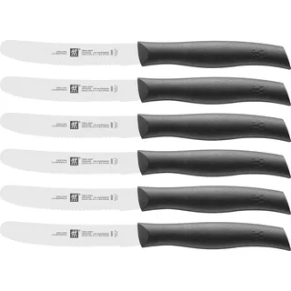 ZWILLING TWIN Grip Frühstücksmesser Set 6-teilig, Universalmesser, Rostfrei, Wellenschliff für Brot Obst Gemüse, Kunststoff-Griff, Schwarz