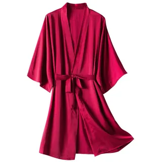IQYU Morgenmantel Damen Satin Grün Braut-Bademantel Damen Leicht Dünn Kimono-Robe Braut & Brautjungfern Morgenmantel Sexy Nachthemd/Nachtwäsche Für Hochzeit Pool-Party Pajama-Party - XX-Large