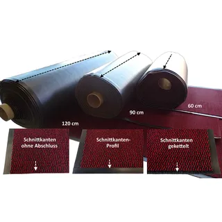MERTEX schöner Flacher Schmutzfangläufer Meterware 60 cm rot-schwarz meliert (60 x 80 cm, Schnittkante ohne Rand)