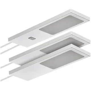 SOTech 3er Set LED-Möbelleuchte GIULIA II mit/ohne Sensor silbergrau, 2700K warmweiß inkl. Trafo und Verteiler Unterbauleuchte Schrankleuchte Vitrinenbeleuchtung