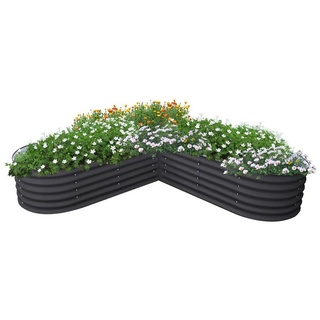 HC Garten & Freizeit Hochbeet Hochbeet (Kein Set, 1 St), L-Form, 0,6 mm verzinktes Stahlblech, Kantenschutz grau