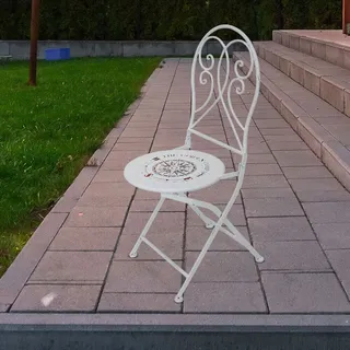 Gartenstuhl Klappstuhl Balkonstuhl Vintage Gartenmöbel klappbar Kompass weiß