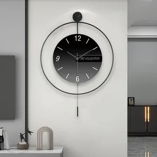 IDAMAKON Wanduhr Groß Modern 70cm Moderne Wanduhr mit Pendel Dekorative Wanduhr für das Minimalistisches Design Quartz Lautlos wanduhren für Wohnzimmer,Küche,Büro,Schlafzimmer ﻿