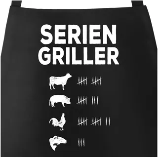 MoonWorks Grillschürze Grill-Schürze für Männer mit Spruch Seriengriller Strichliste Baumwoll-Schürze Küchenschürze Moonworks®, mit kreativem Aufdruck schwarz
