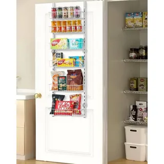 Vorratsschrank Organizer Speisekammer Wandregal zum Aufhängen über der Tür 6-stufig verstellbar Gewürzregal Stahl weiß für Küche Badezimmer ...