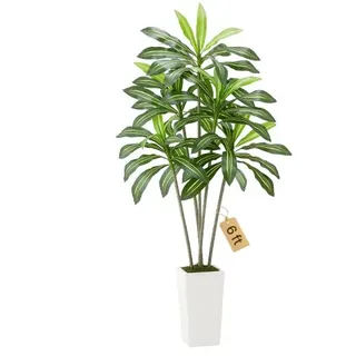 Künstlicher Dracaena-baum, 1,8 M, Drachenbaum, Tropische Pflanzen Mit Weißem, Hohem Pflanzgefäß, Kunstseidenpflanze Im Topf, Große Bäume Für Veranden, Wohnzimmer, Terrassen Zuhause, Büro