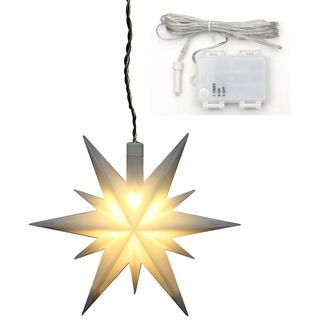 SIGRO LED Stern Weihnachtsstern mit Timer Weiß, LED, Fensterstern beleuchtet inkl. Batteriefach weiß