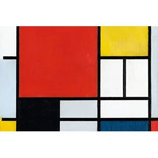 1art1 Piet Mondrian Poster Komposition Mit Großer Roter Fläche, 1921 Bilder Leinwand-Bild Auf Keilrahmen | XXL-Wandbild Poster Kunstdruck Als Leinwandbild 120x80 cm
