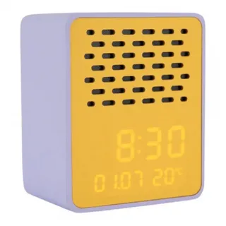 Karlsson Wecker Wecker Alarm Clock Funky Vibes mit Bluetooth Lautsprecher Lila Gelb