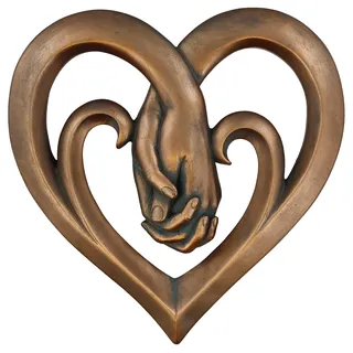 Top Brass Deko-Skulptur Herz aus Kupfer Bronze Grün Finish - Forever Love