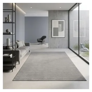 Sehrazat Teppich LIMA, auch als Läufer und in RUnd, rechteckig, Höhe: 10 mm, Kurzflor, Linienstruktur, leichter Glanz, Wohnzimmer grau 200 cm x 290 cm x 10 mm