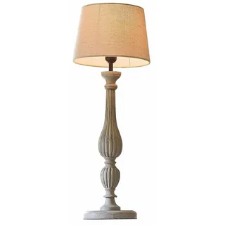 Mirabeau Tischleuchte Tischlampe Zepinal antikgrau/creme, stilvolles Interieur, Kunstvoll gedrechselter Holzfuß grau