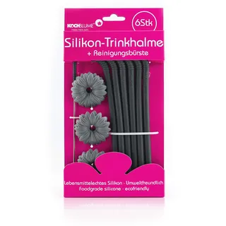 Kochblume Summer Breeze Set | Trinkhalm, Multiuntersetzer, Eiswürfelbereiter, Silikon | (anthrazit, Trinkhalm einzeln)