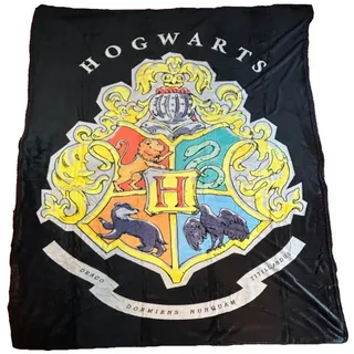 Kinderdecke Harry Potter Kuscheldecke Sofadecke Fleecedecke Decke 150x200cm, Harry Potter schwarz