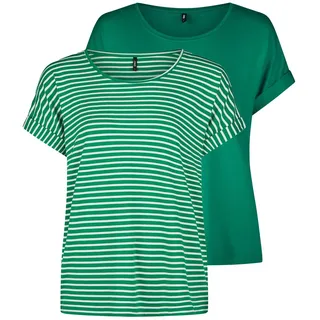 Only T-Shirt MOSTER 2er Pack Regular Fit Regular Fit Jolly Grün W/ Cd Stripes L