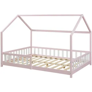 [en.casa] Hausbett Hesel 140 x 200 cm Kiefer rosa