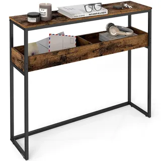 VASAGLE Konsolentisch 24 x 100 x 80 cm vintagebraun-tintenschwarz